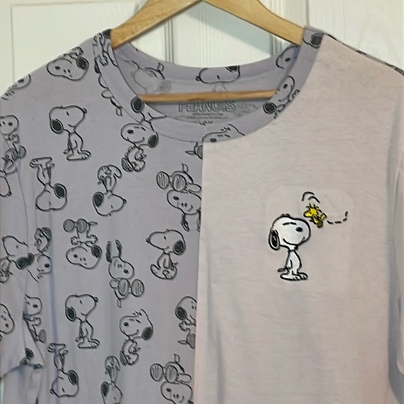 Peanuts Lavender Crop Tee, Snoopy, Woodstock, 2X - Picture 2 of 4